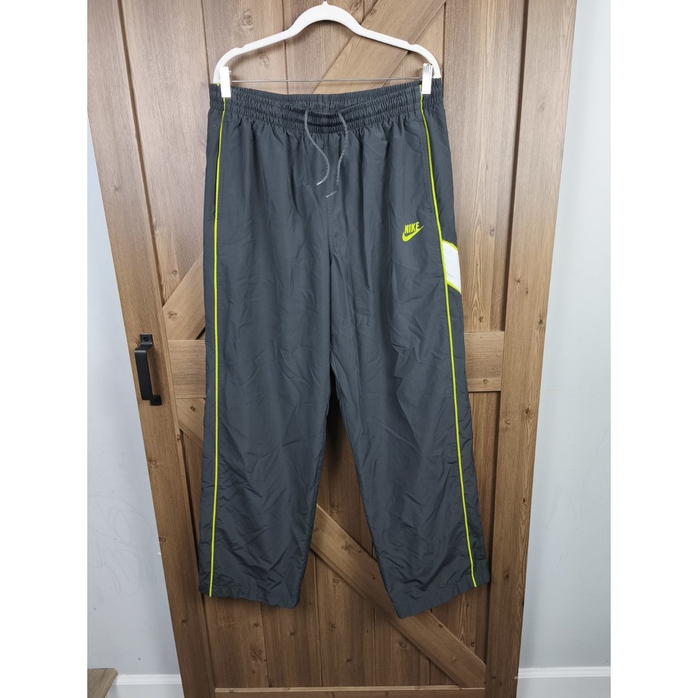 Vintage Nike Sportswear Track Pants Mens XXL Gray Neon Yellow Windbreaker Pants